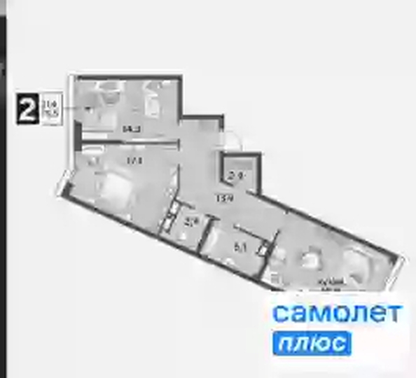 
   Продам 2-комнатную, 75.5 м², Марины Цветаевой ул, 7 к2

. Фото 5.