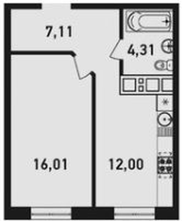 
   Продам 1-комнатную, 40.7 м², Дежнёва ул, 29/3

. Фото 20.