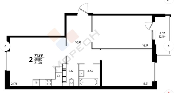 
   Продам 2-комнатную, 72 м², Григория Булгакова ул, 10

. Фото 25.