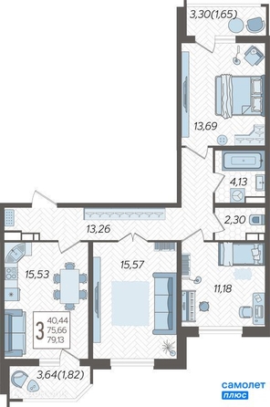 
   Продам 3-комнатную, 79.13 м², Уральская ул, 87/7

. Фото 18.