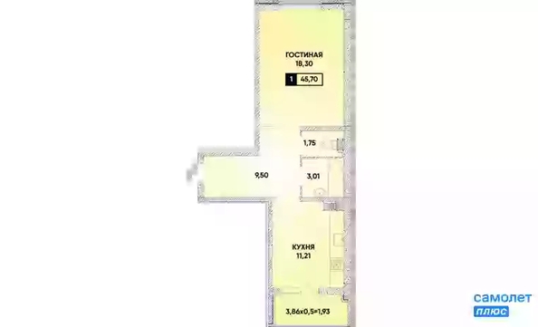 
   Продам 1-комнатную, 45.7 м², Губернский, литера 35

. Фото 16.