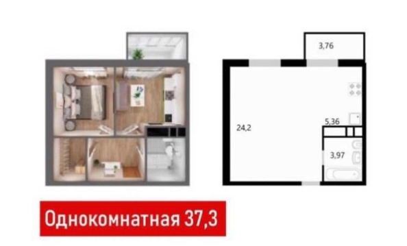 
   Продам 1-комнатную, 37 м², Мирная ул, 29к6

. Фото 6.