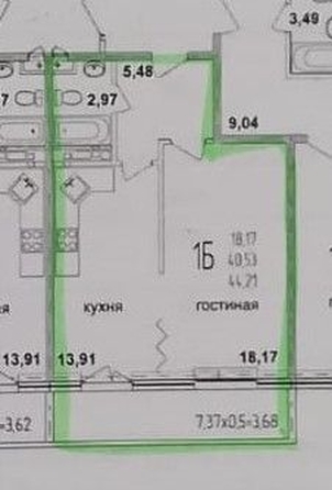 
   Продам 1-комнатную, 44.21 м², Шаляпина Ф.И. ул, 30/1к1

. Фото 18.