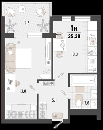 
   Продам 1-комнатную, 35.3 м², Барса, 3В литер

. Фото 1.