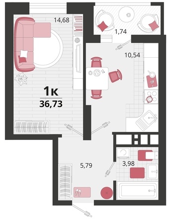 
   Продам 1-комнатную, 36.73 м², Родные просторы, литера 15

. Фото 4.