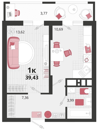 
   Продам 1-комнатную, 39.43 м², Родные просторы, литера 15

. Фото 4.