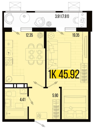 
   Продам 1-комнатную, 45.92 м², Цветной бульвар, литер 4

. Фото 7.