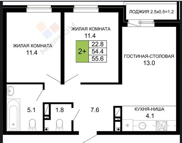 
   Продам 2-комнатную, 54.8 м², Позднякова ул, 2к16

. Фото 16.