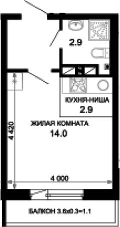 
   Продам студию, 23.9 м², Позднякова ул, 2 к15

. Фото 17.