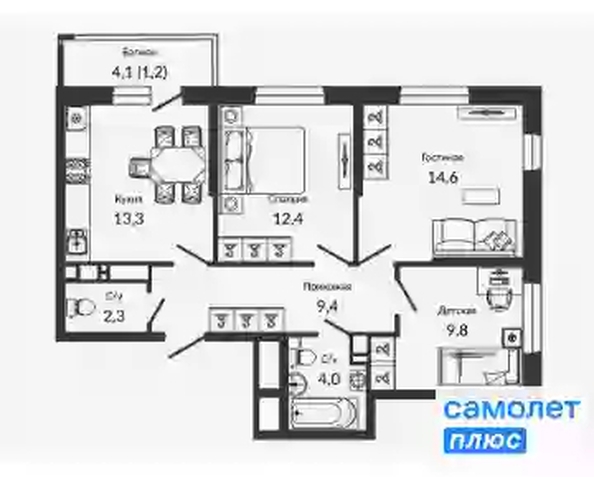 
   Продам 3-комнатную, 67.5 м², Героя Георгия Бочарникова ул, 2

. Фото 13.