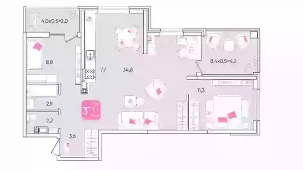 
   Продам 3-комнатную, 77.5 м², Любимово мкр, 2

. Фото 18.