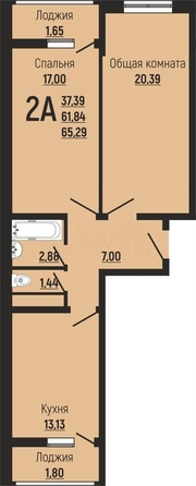 
   Продам 2-комнатную, 65.3 м², Славянка, литера 10

. Фото 1.