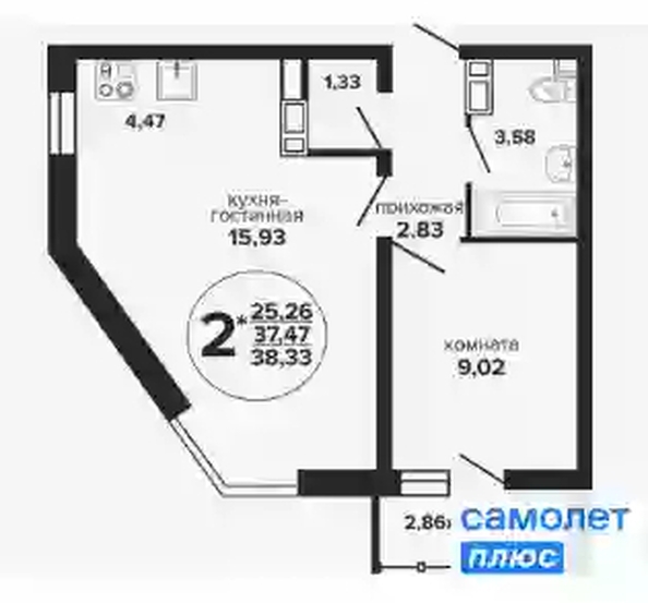 
   Продам 1-комнатную, 38.3 м², Российская ул, 257/7

. Фото 7.