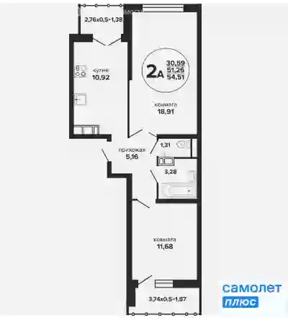 
   Продам 2-комнатную, 54.5 м², Российская ул, 257/7

. Фото 7.