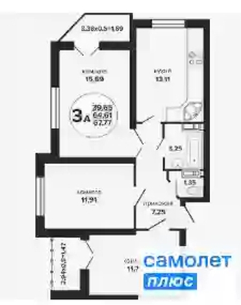 
   Продам 3-комнатную, 67.8 м², Российская ул, 257/7

. Фото 7.