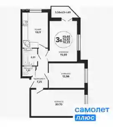 
   Продам 3-комнатную, 76.2 м², Российская ул, 257/7

. Фото 7.