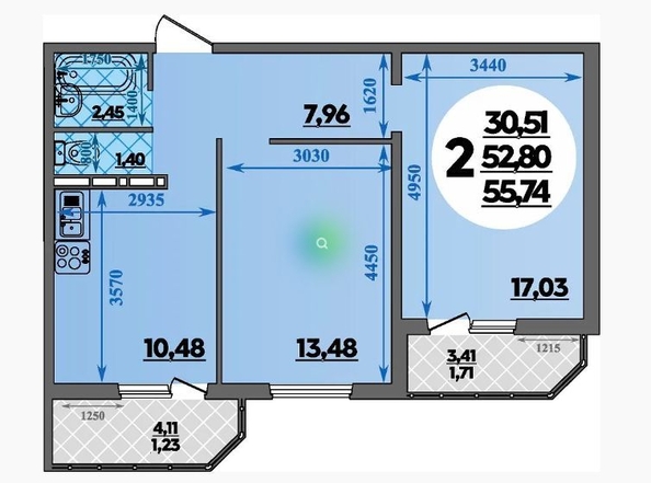 
   Продам 2-комнатную, 55 м², ГСС Николая Воробьёва ул, 17

. Фото 1.