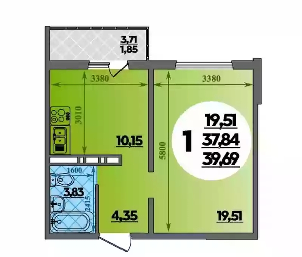 
   Продам 1-комнатную, 39.69 м², Генерала Трошева Г.Н. ул, 21

. Фото 4.