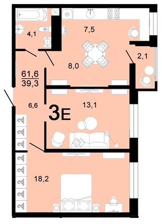 
   Продам 3-комнатную, 61.6 м², Горячий, литера 3

. Фото 1.