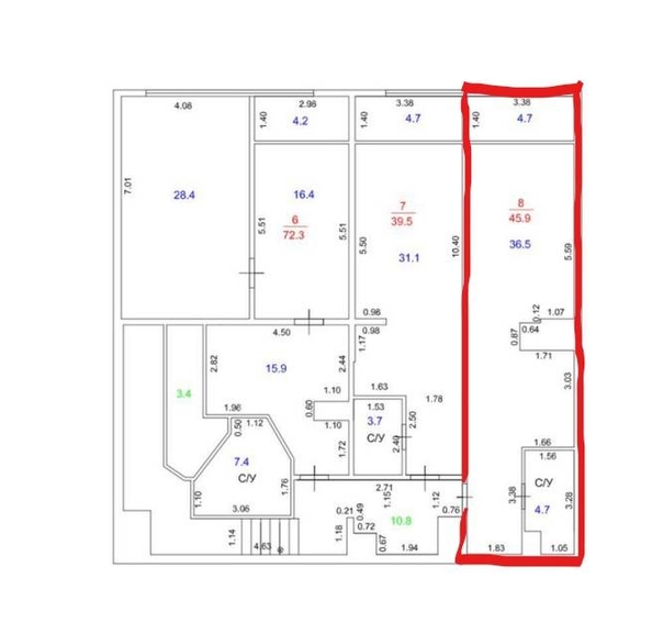 
   Продам 2-комнатную, 45.9 м², Первомайская ул, 21

. Фото 4.