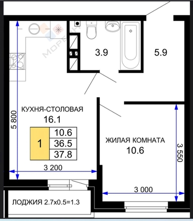 
   Продам 1-комнатную, 36.5 м², Позднякова ул, 2к14

. Фото 8.