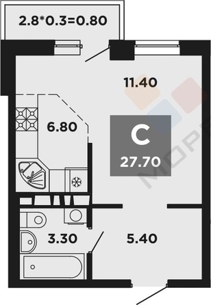 
   Продам студию, 29.2 м², Мурата Ахеджака ул, 12к3

. Фото 9.