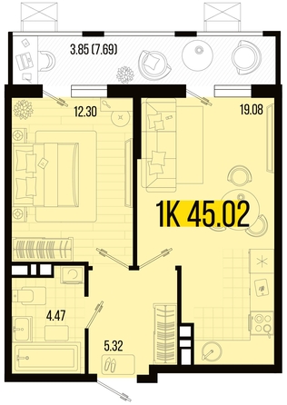 
   Продам 1-комнатную, 45.02 м², Цветной бульвар, литер 1

. Фото 4.