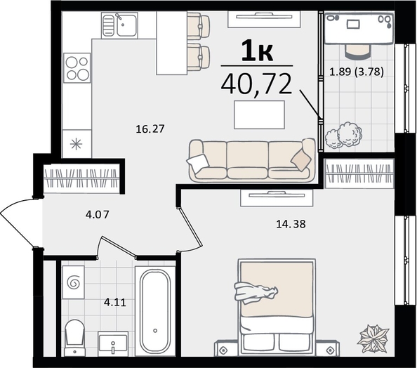 
   Продам 1-комнатную, 40.72 м², Патрики, литер 4.1

. Фото 8.