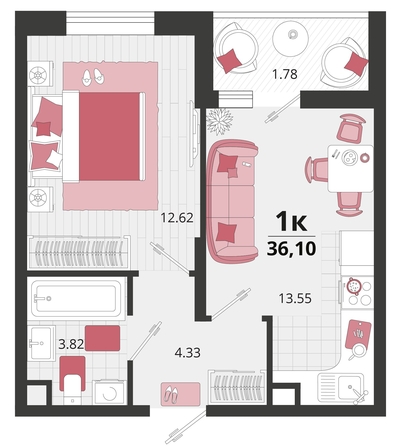 
   Продам 1-комнатную, 36.1 м², Родные просторы, литера 22

. Фото 4.