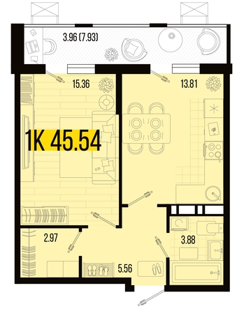 
   Продам 1-комнатную, 45.54 м², Цветной бульвар, литер 3

. Фото 4.