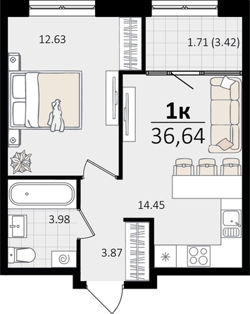 
   Продам 1-комнатную, 105.85 м², Патрики, литер 5.1

. Фото 4.