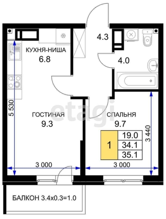 
   Продам 1-комнатную, 33.1 м², Героя Ростовского ул, 8 к5

. Фото 14.