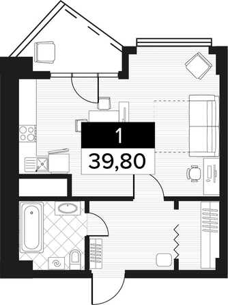 
   Продам 1-комнатную, 39.8 м², Просвещения ул, 32

. Фото 2.