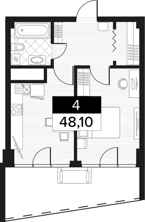 
   Продам 1-комнатную, 48.1 м², Просвещения ул, 32

. Фото 2.