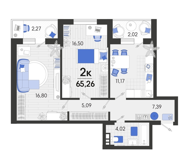 
   Продам 2-комнатную, 65.26 м², Спортивная ул, 2а лит8

. Фото 4.