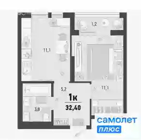 
   Продам 1-комнатную, 32.4 м², Барса, 1В литер

. Фото 11.