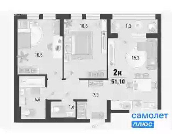 
   Продам 2-комнатную, 51 м², Барса, 1В литер

. Фото 11.