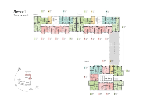 
   Продам 1-комнатную, 39.24 м², Теплые Края, 1 очередь литера 1

. Фото 1.