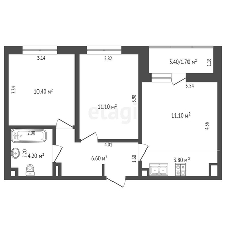 
   Продам 2-комнатную, 48.9 м², Западный Обход ул, 42  2

. Фото 9.