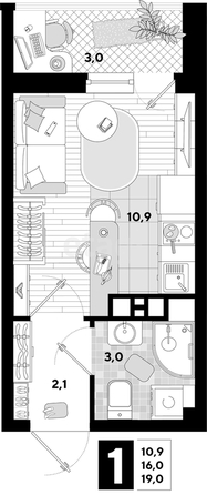 
   Продам студию, 19 м², Ивана Беличенко ул, 103 к1

. Фото 13.