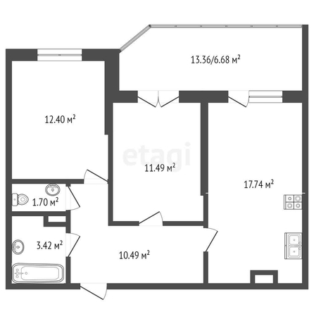 
   Продам 2-комнатную, 63 м², Любимово мкр, 18

. Фото 43.