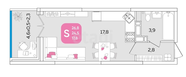 
   Продам студию, 24.4 м², Любимово мкр, 18к1

. Фото 16.