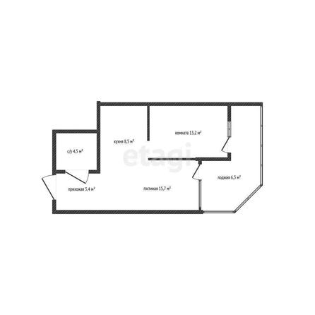 
   Продам 2-комнатную, 53.6 м², Любимово мкр, 11/1

. Фото 1.