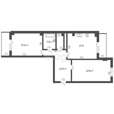 
   Продам 3-комнатную, 88.4 м², Кубанская Набережная ул, 31/1

. Фото 27.