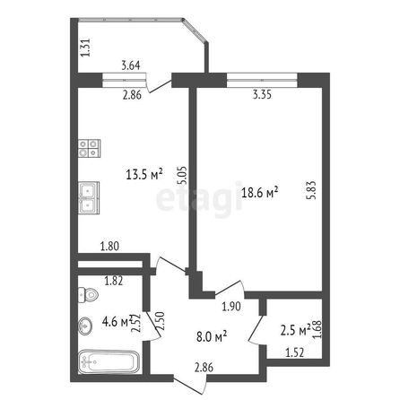 
   Продам 1-комнатную, 45.2 м², Кубанская Набережная ул, 64

. Фото 24.