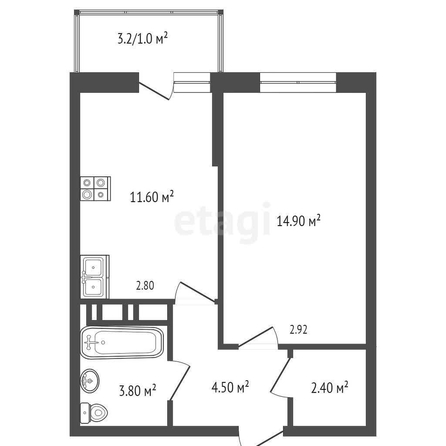 
   Продам 1-комнатную, 40 м², Дубравная ул, 1

. Фото 11.