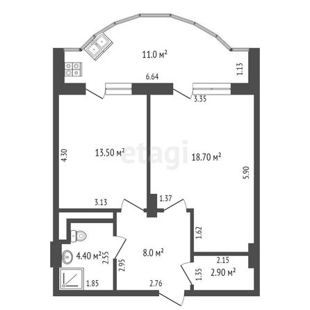 
   Продам 2-комнатную, 58.5 м², Промышленная ул, 19/1

. Фото 12.