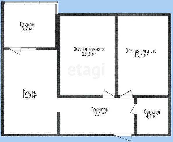 
   Продам 2-комнатную, 57.2 м², Любимово мкр, 18

. Фото 13.