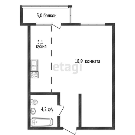 
   Продам студию, 33.6 м², Конгрессная ул, 19/1/1

. Фото 10.