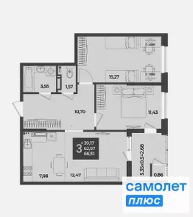 
   Продам 3-комнатную, 66.5 м², Образцово, дом 17

. Фото 9.